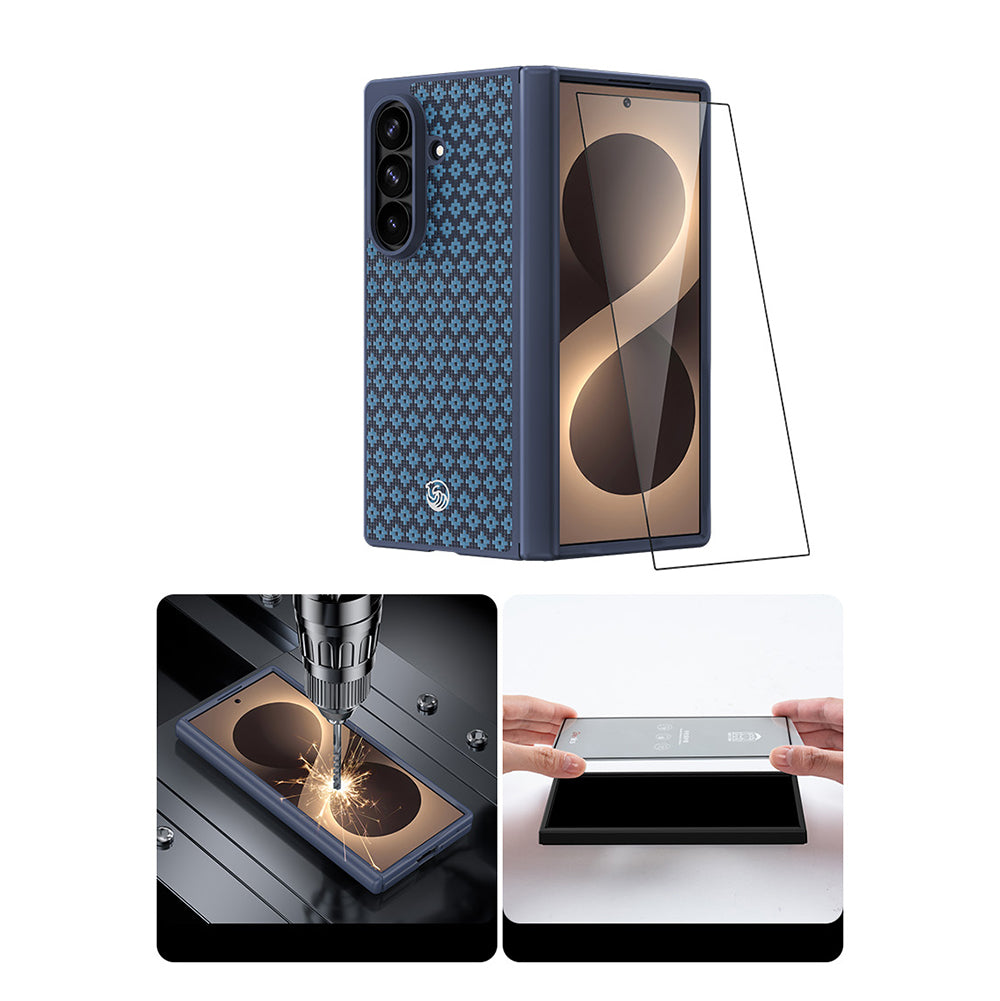 Galaxy Z Fold 8 Ultra Benks ArmorPro ArmorGrid Grand Combo Üçlü Aksesuar Seti (Ön Arka Kevlar Karbon Kapak + Ekran Koruyucu) Mavi