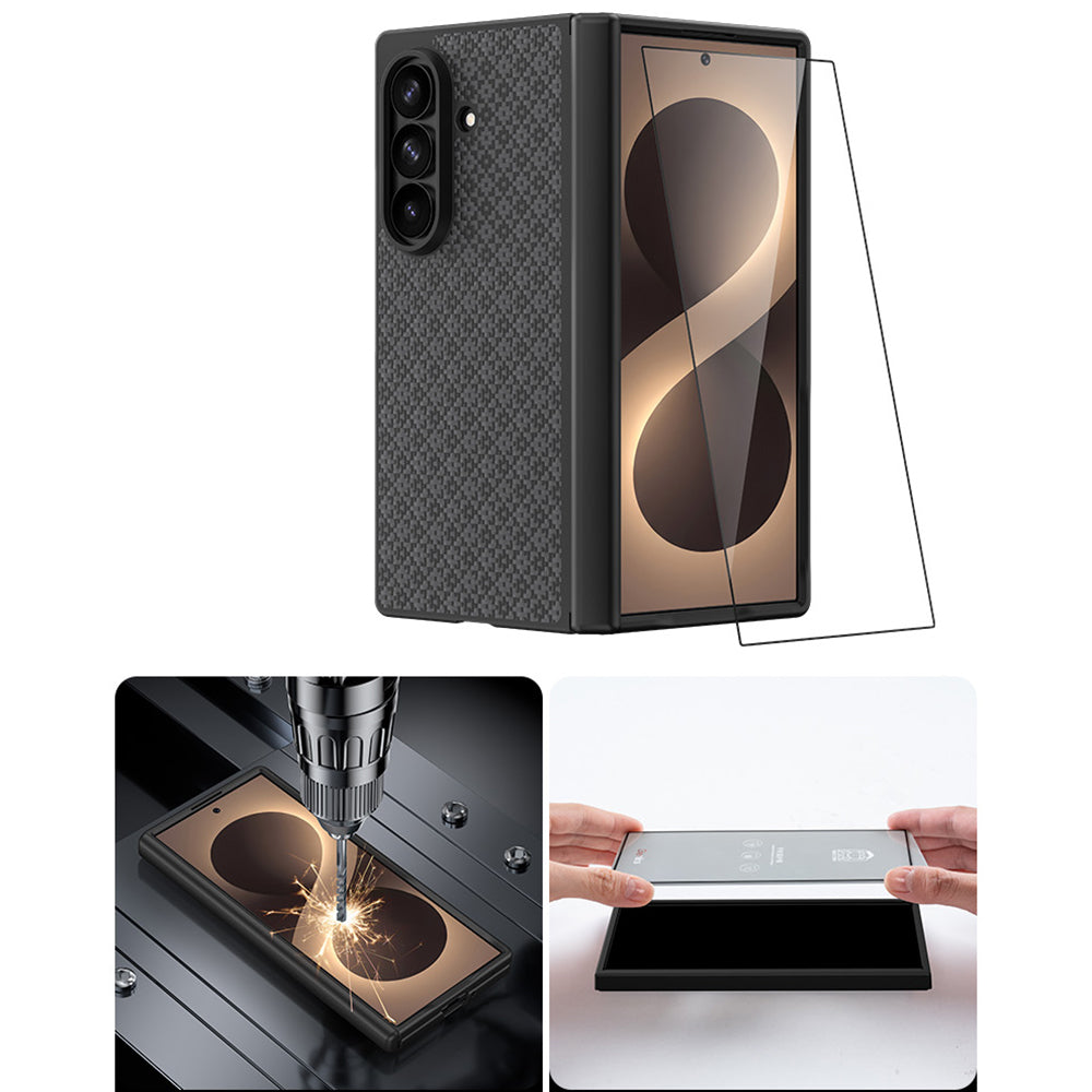 Galaxy Z Fold 8 Ultra Benks ArmorPro ArmorGrid Grand Combo Üçlü Aksesuar Seti (Ön Arka Kevlar Karbon Kapak + Ekran Koruyucu) Siyah