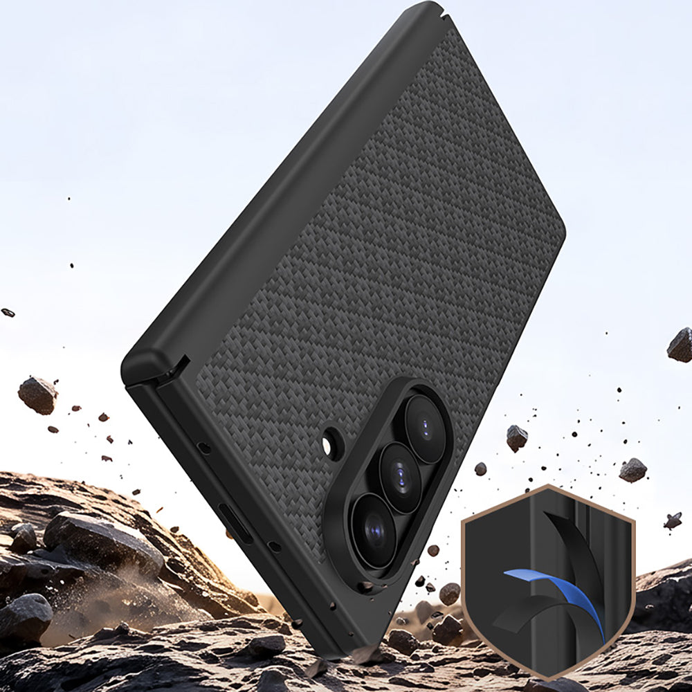 Galaxy Z Fold 8 Ultra Benks ArmorPro ArmorGrid Grand Combo Üçlü Aksesuar Seti (Ön Arka Kevlar Karbon Kapak + Ekran Koruyucu) Siyah