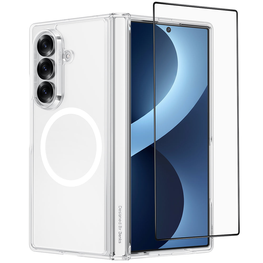 Galaxy Z Fold 8 Ultra Benks Crystal Grand Combo Üçlü Aksesuar Seti (Ön Arka Şeffaf Kapak + Ekran Koruyucu) Şeffaf