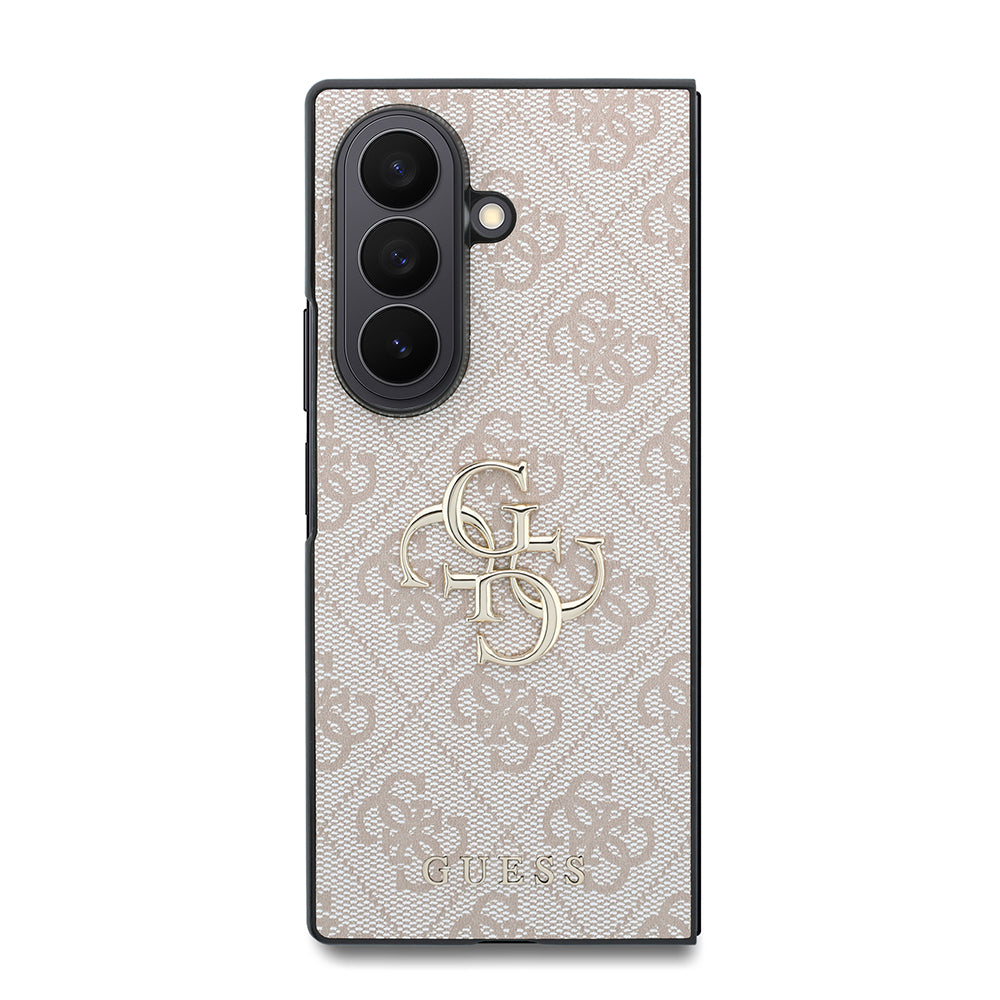 Galaxy Z Fold 8 Ultra Kılıf Guess Orjinal Lisanslı M-safe Şarj Özellikli PU Deri 4G Desenli Yazı Logolu Kapak Pembe