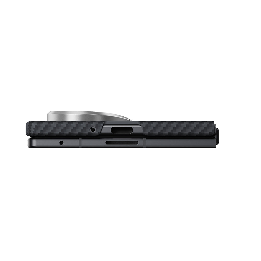 Galaxy Z Fold 8 Ultra Kılıf M-safe Şarj Özellikli 600D Aramid Karbon Fiber Pitaka Edge Serisi Black-Grey Twill Kapak Siyah-Gri