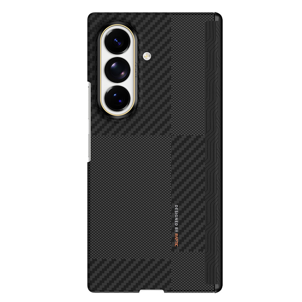Galaxy Z Fold 8 Ultra Kılıf M-safe Şarj Özellikli Metal Kamera Çerçeveli Raptic Aramid SkinPro Serisi Karbon Kapak Siyah-Gri