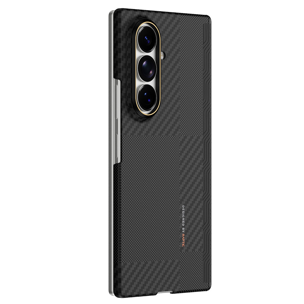 Galaxy Z Fold 8 Ultra Kılıf M-safe Şarj Özellikli Metal Kamera Çerçeveli Raptic Aramid SkinPro Serisi Karbon Kapak Siyah-Gri