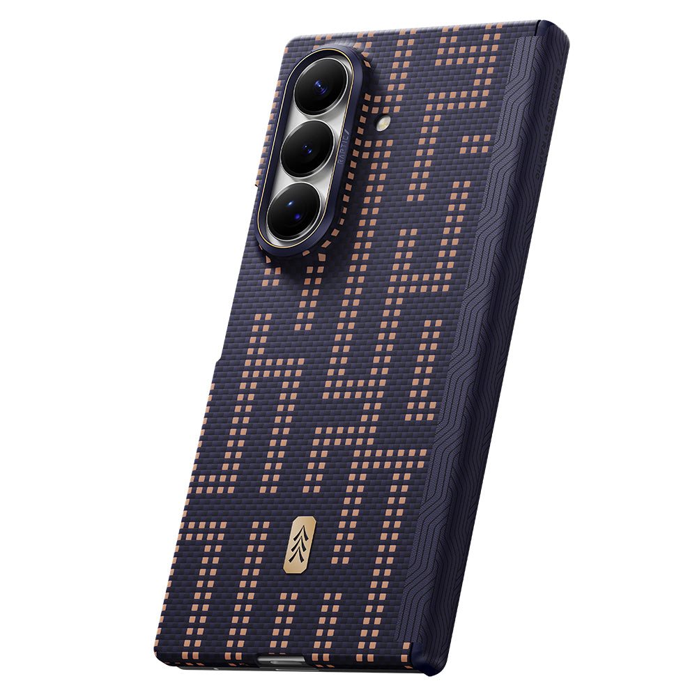 Galaxy Z Fold 8 Ultra Kılıf M-safe Şarj Özellikli Raptic Aramid SkinPro Serisi Karbon Kapak Lacivert