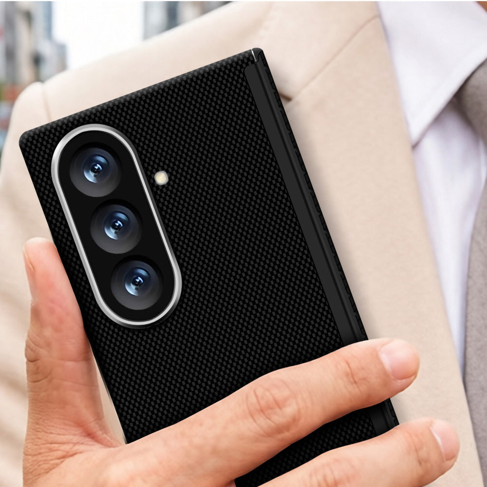 Galaxy Z Fold 8 Ultra Kılıf M-Safe Şarj Özellikli Zore Paris Zerre Sert PC Kapak Siyah