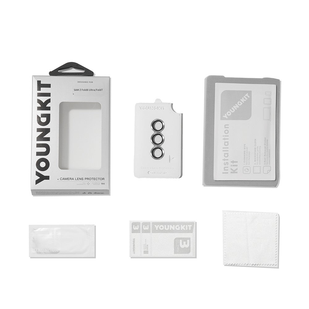 Galaxy Z Fold 8 Ultra Youngkit Alloy Original Parlama Önleyici Kamera Lens Koruyucu + Kolay Uygulama Aparatlı Şeffaf