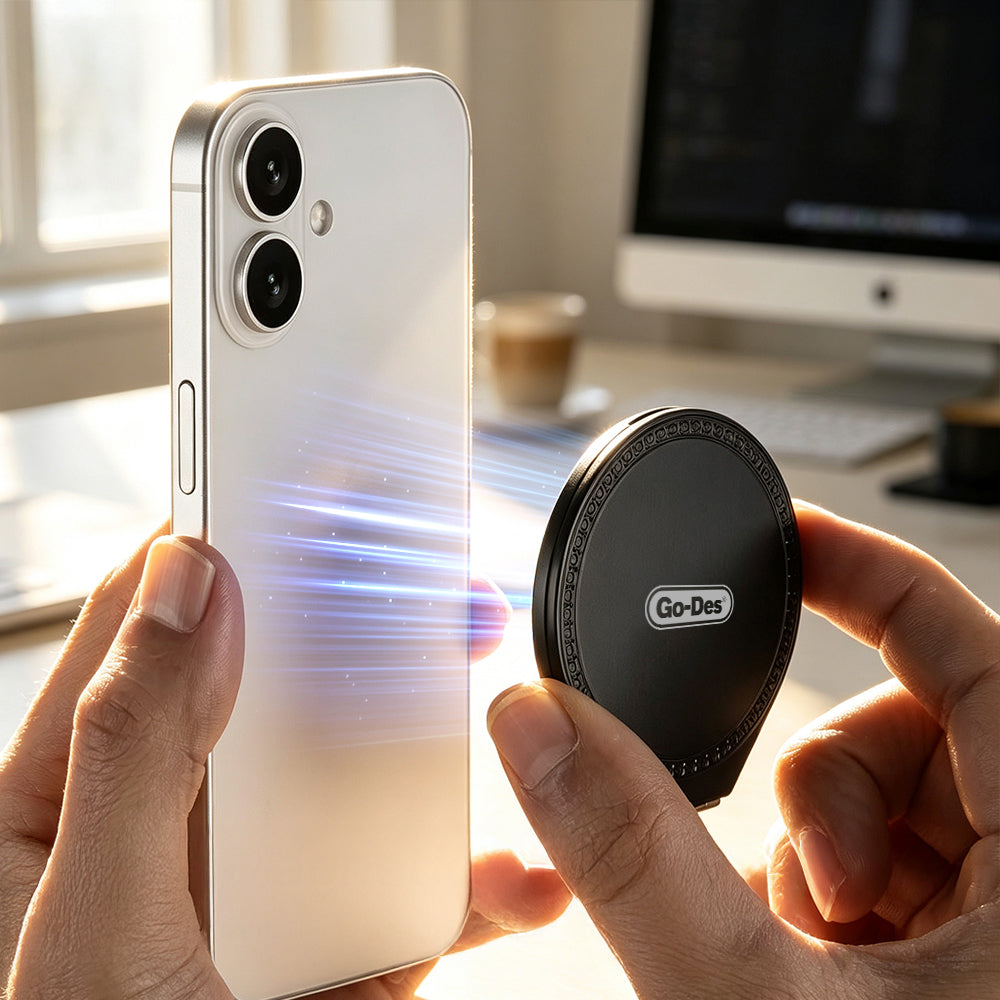 Go Des GD-G066 Makyaj Aynalı Magnetik Telefon Standı Siyah