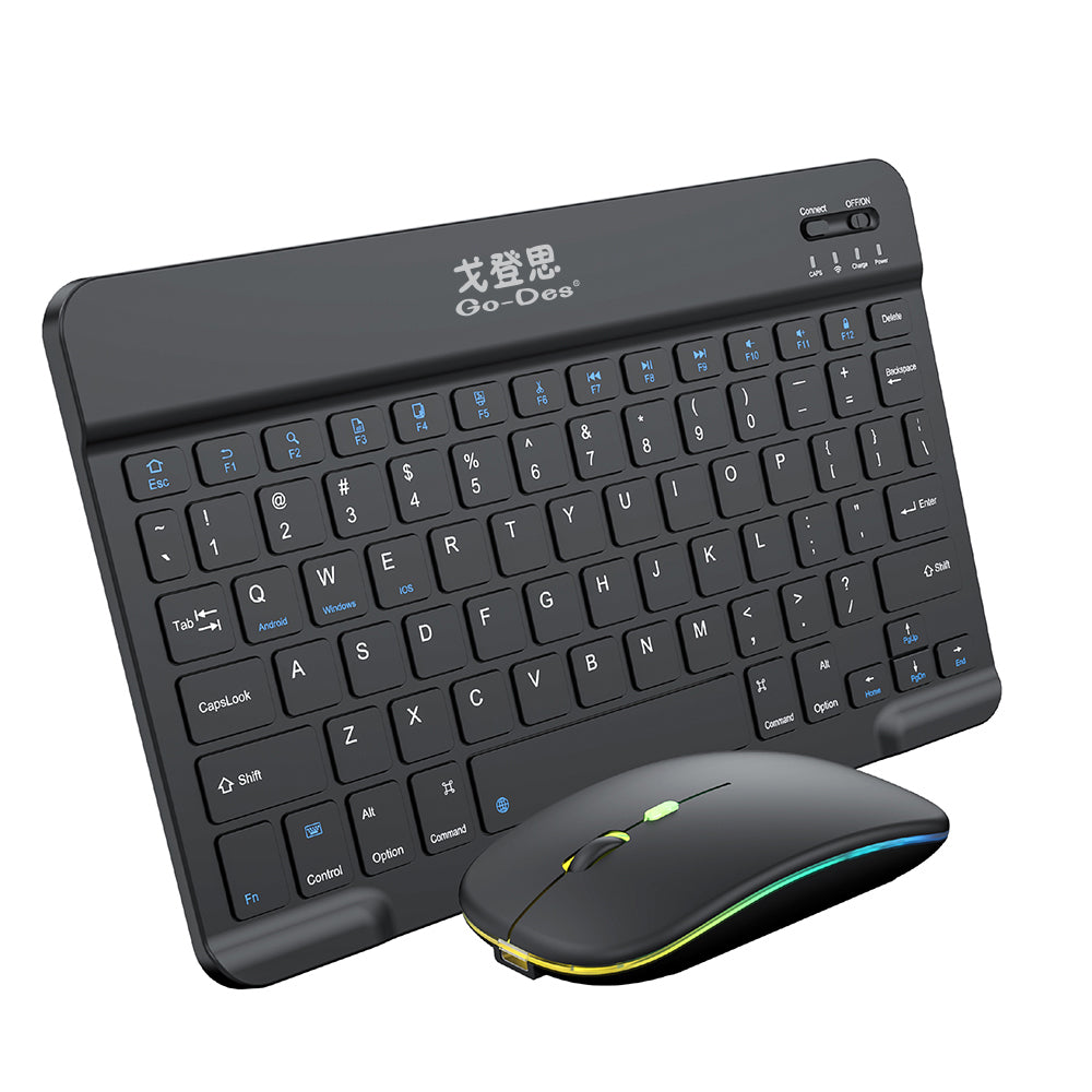 Go Des GD-KB323 Ergonomik 2in1 Bluetooth Bağlantılı Kablosuz Klavye ve Mouse Seti Siyah