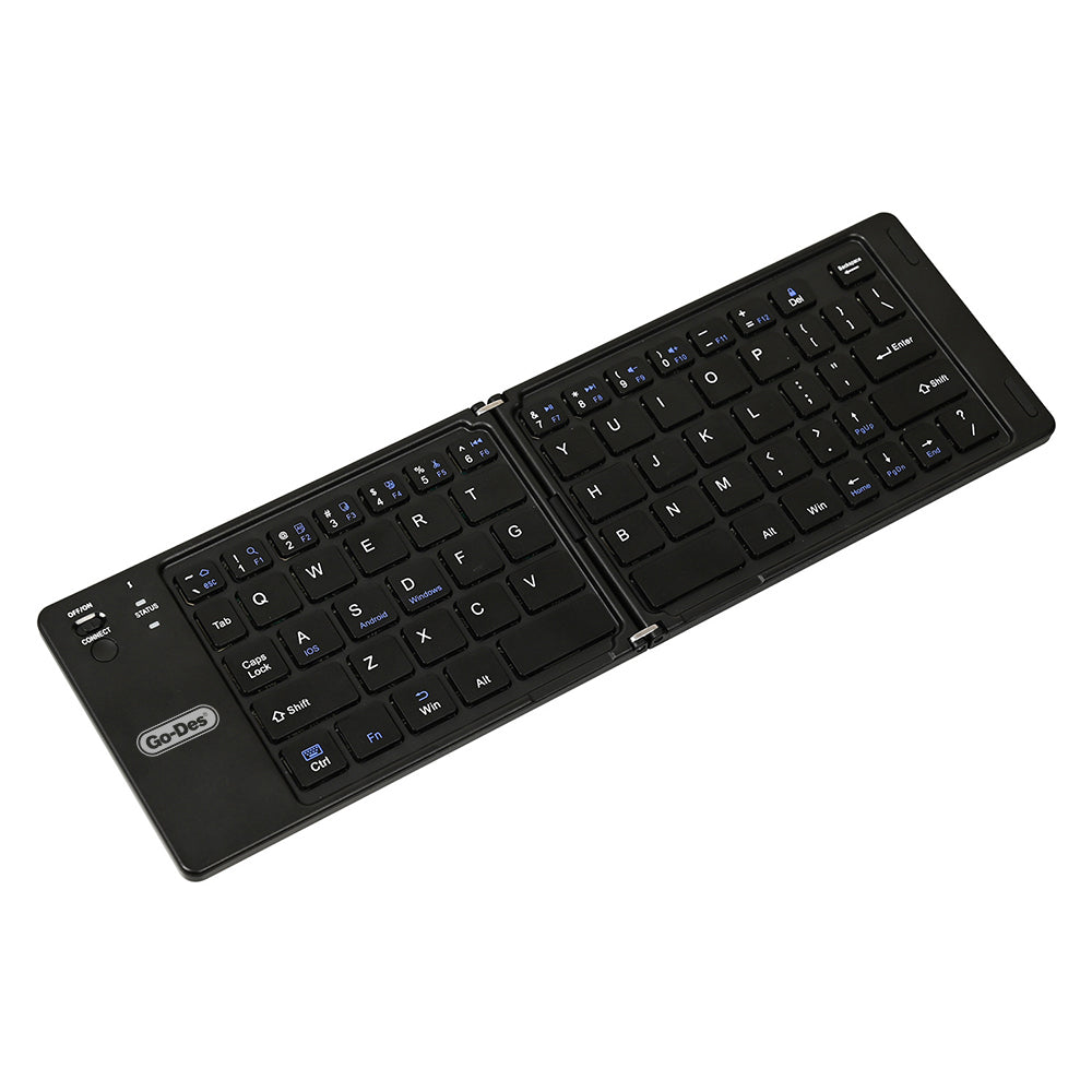 Go Des GD-KB326 Sessiz Tuş Tasarımlı Katlanabilir Bluetooth Bağlantılı Kablosuz Klavye Siyah