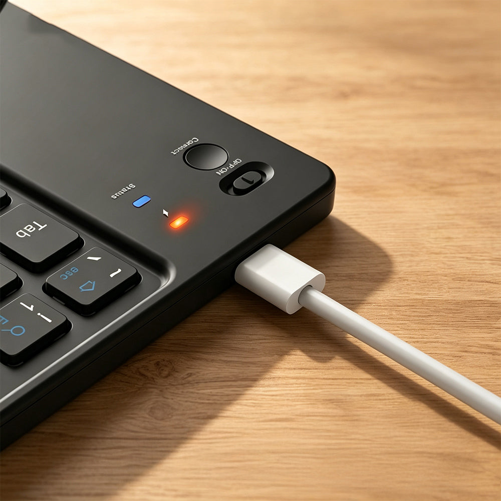 Go Des GD-KB326 Sessiz Tuş Tasarımlı Katlanabilir Bluetooth Bağlantılı Kablosuz Klavye Siyah