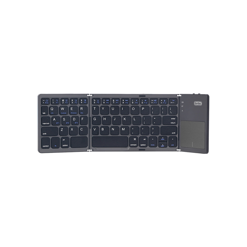 Go Des GD-KB328 Sessiz Tuş Tasarımlı Touch Pad Özellikli Katlanabilir Bluetooth Bağlantılı Kablosuz Klavye Siyah