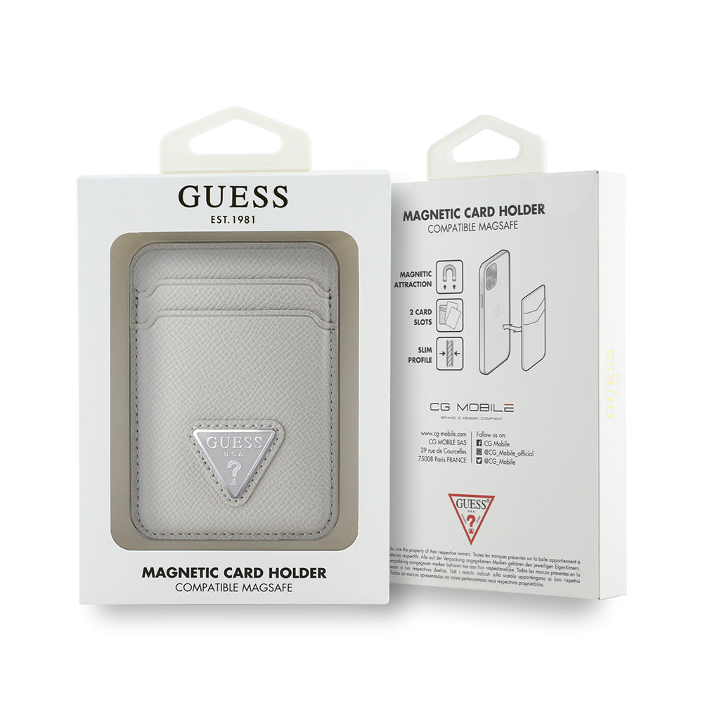 Guess Orjinal Lisanslı 2 Hazneli Üçgen Logolu Deri Magnetik Kartlık Kahverengi