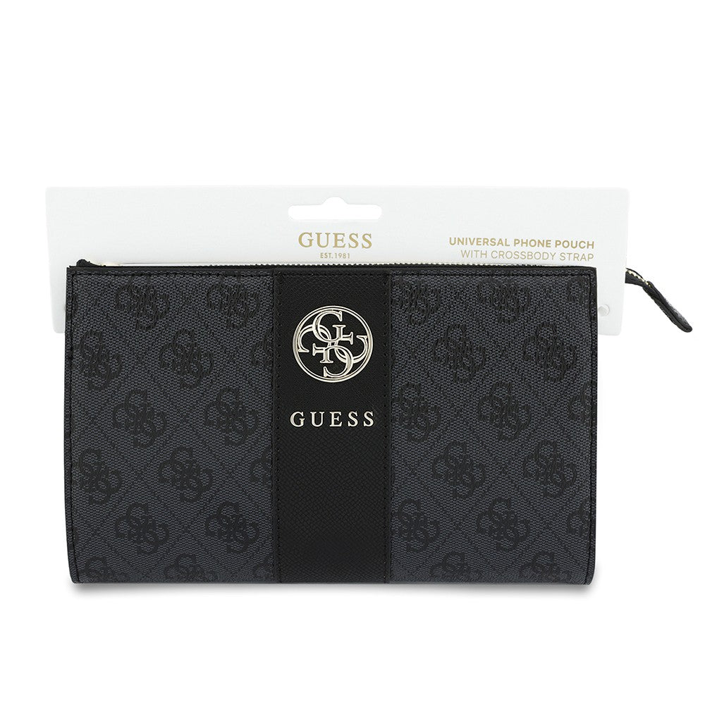 Guess Orjinal Lisanslı 4G Desenli Metal Logolu Omuz Askılı El Çantası Siyah