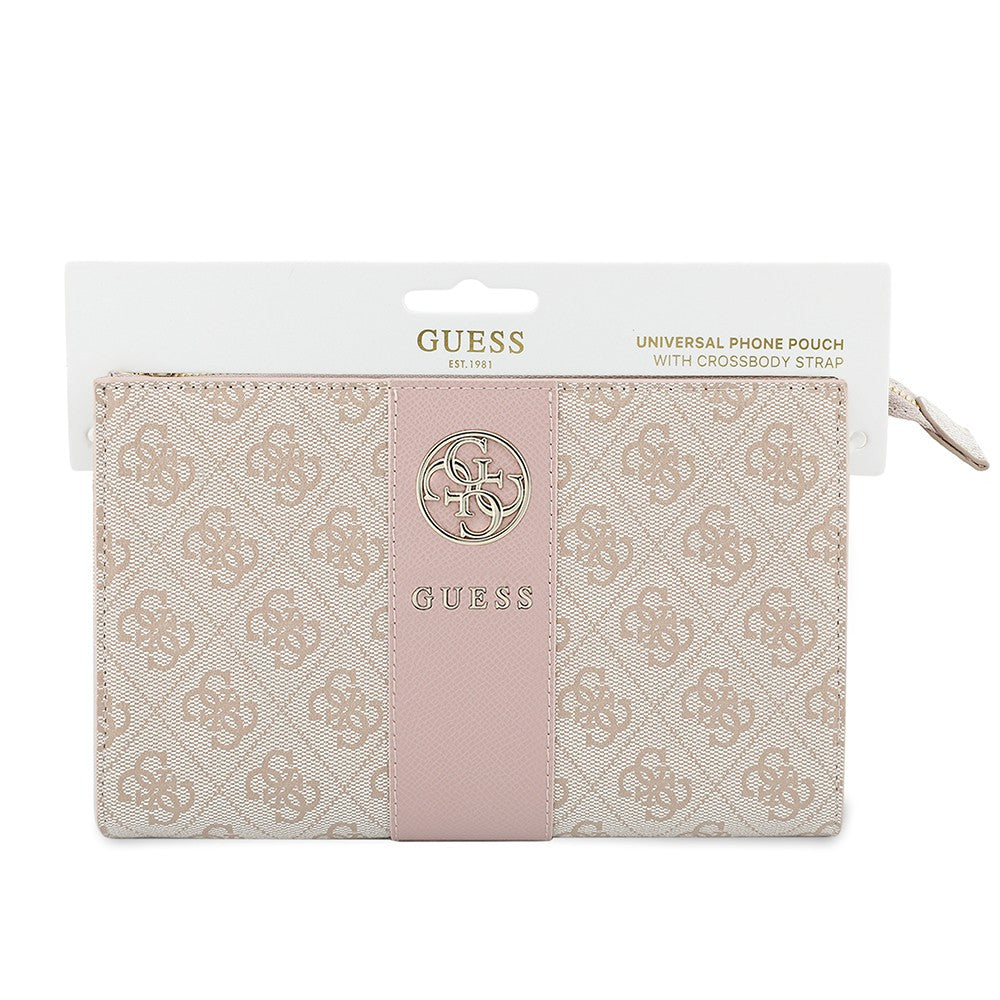 Guess Orjinal Lisanslı 4G Desenli Metal Logolu Omuz Askılı El Çantası Pembe