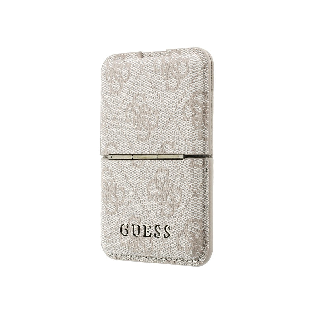 Guess Orjinal Lisanslı 4G Desenli Yazı Logolu Pop-up Magnetik Standlı PU Kartlık Pembe