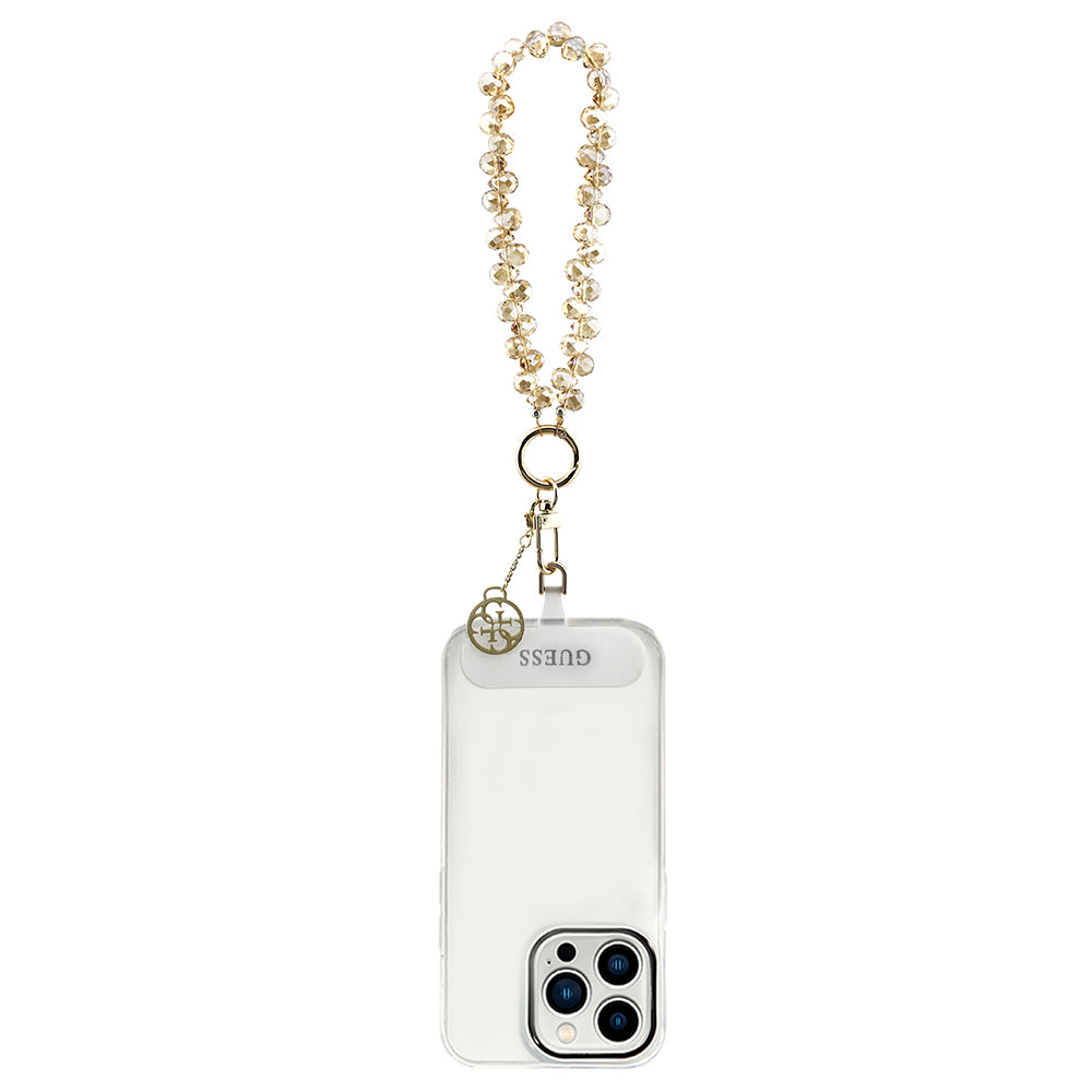 Guess Orjinal Lisanslı 4G Metal Logolu Kristal Taşlı Telefon Bilek Askı Zinciri Gold