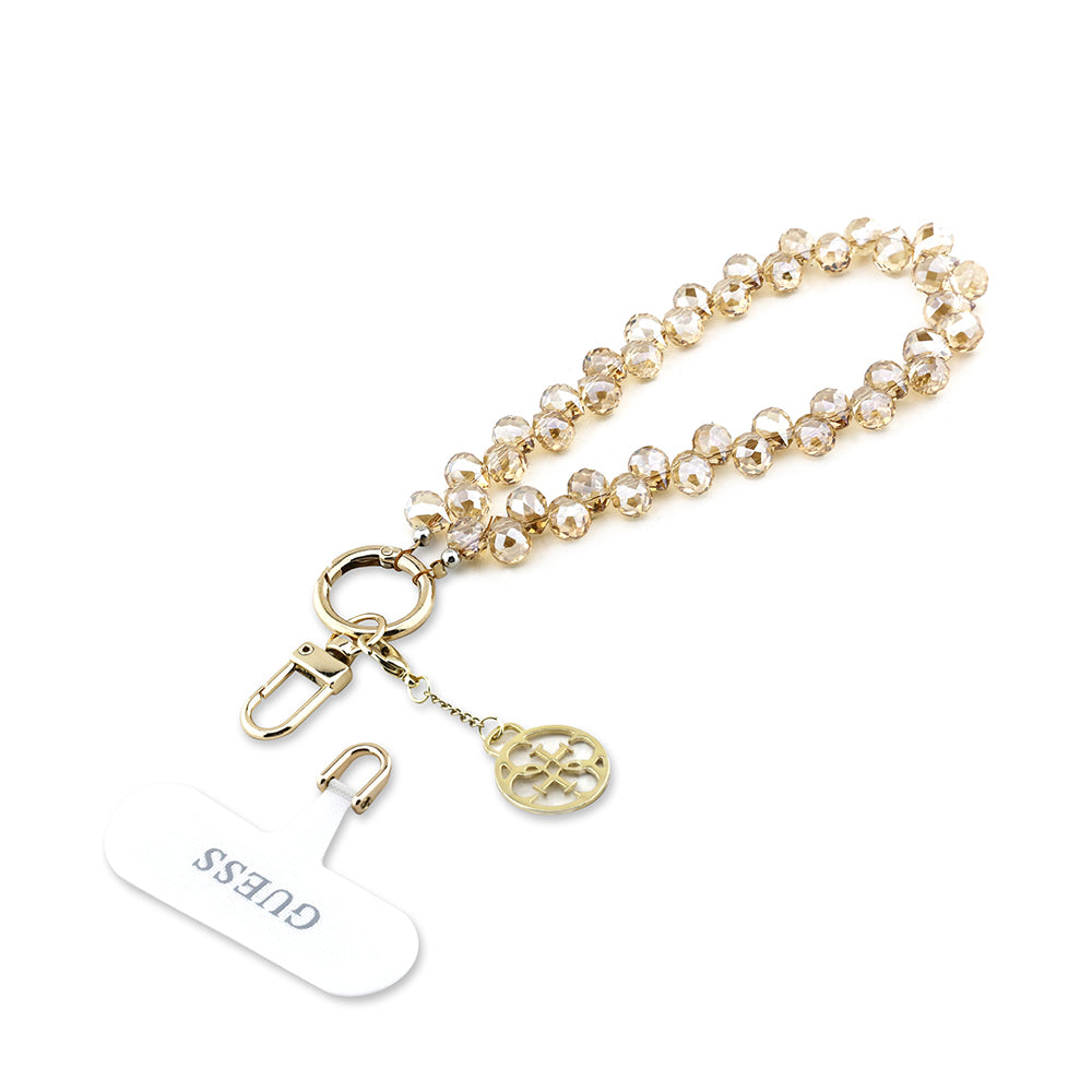 Guess Orjinal Lisanslı 4G Metal Logolu Kristal Taşlı Telefon Bilek Askı Zinciri Gold
