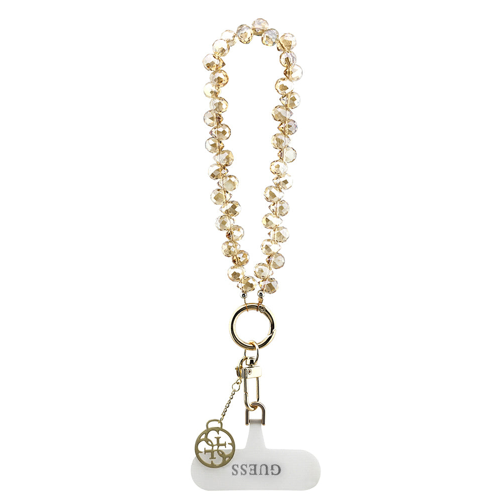 Guess Orjinal Lisanslı 4G Metal Logolu Kristal Taşlı Telefon Bilek Askı Zinciri Gold