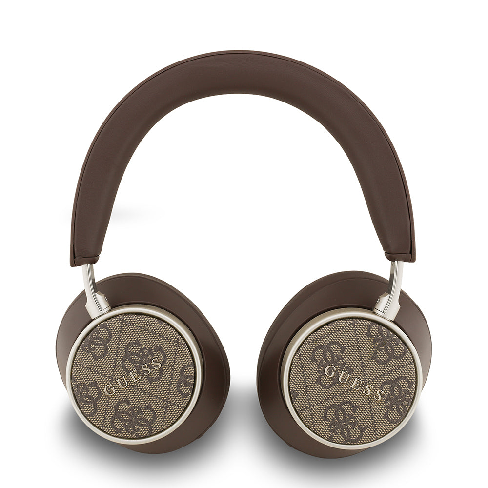 Guess Orjinal Lisanslı Ayarlanabilir 4G Desenli Metal Klasik Logolu Kulak Üstü Bluetooth Kulaklık Kahverengi