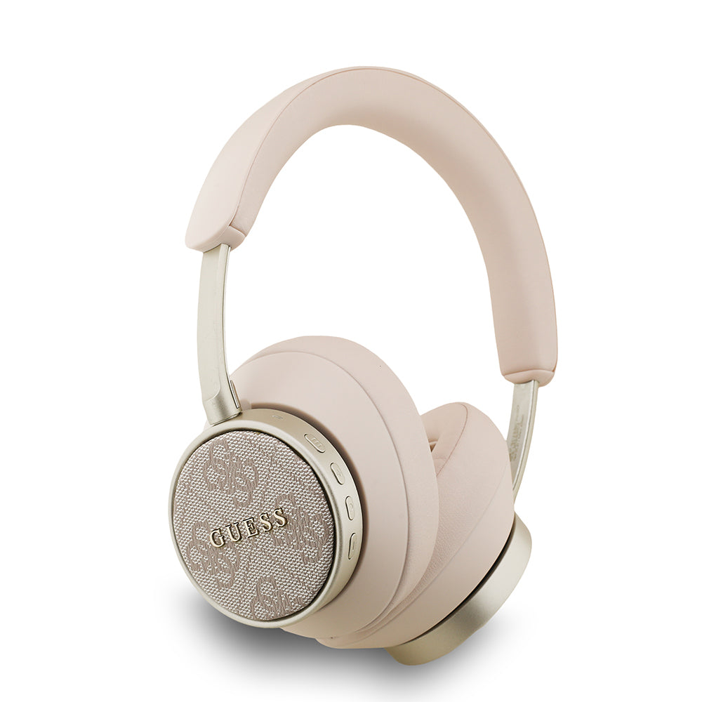 Guess Orjinal Lisanslı Ayarlanabilir 4G Desenli Metal Klasik Logolu Kulak Üstü Bluetooth Kulaklık Pembe