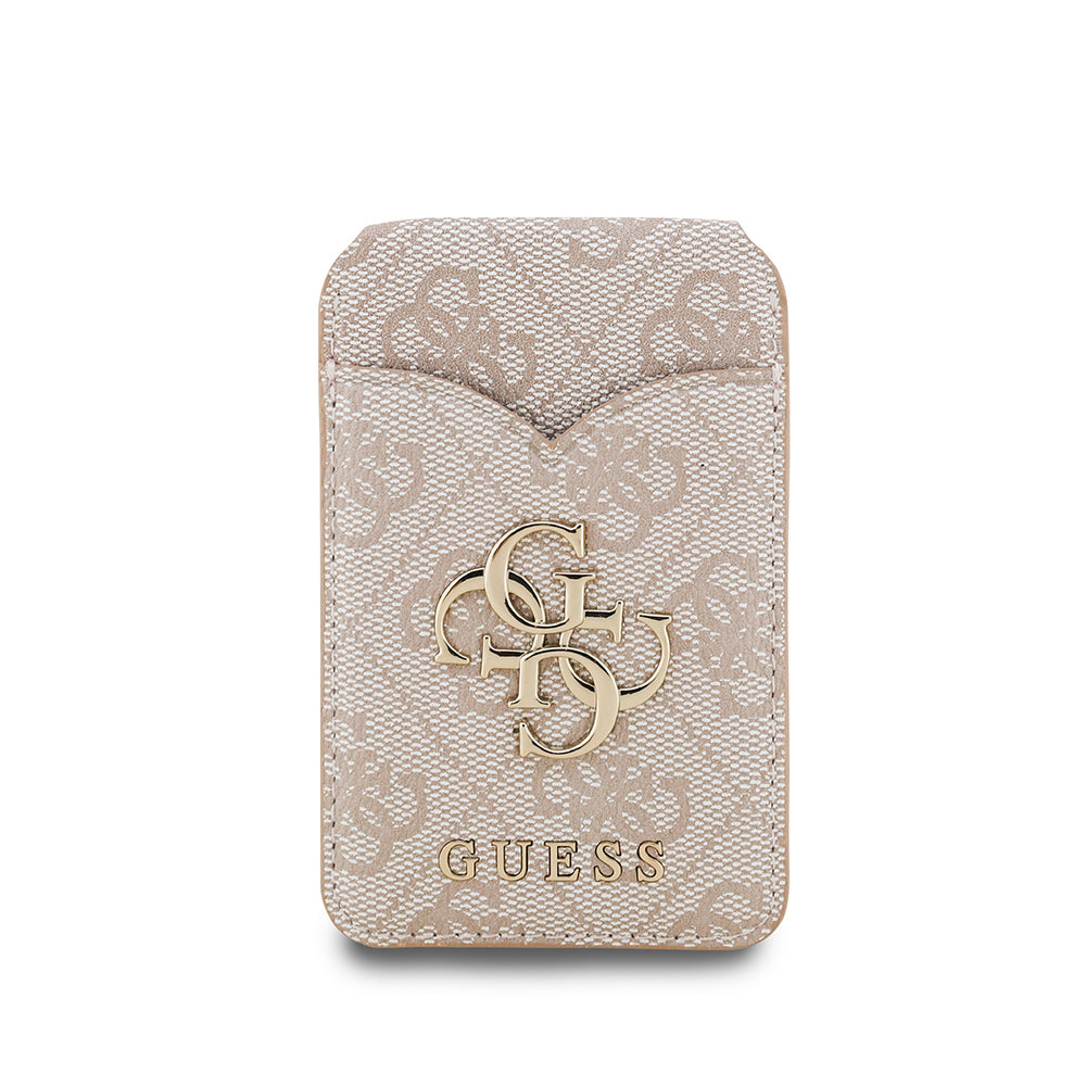 Guess Orjinal Lisanslı Aynalı Metal Büyük 4G Logolu Standlı Magnetik Kartlık Kahverengi