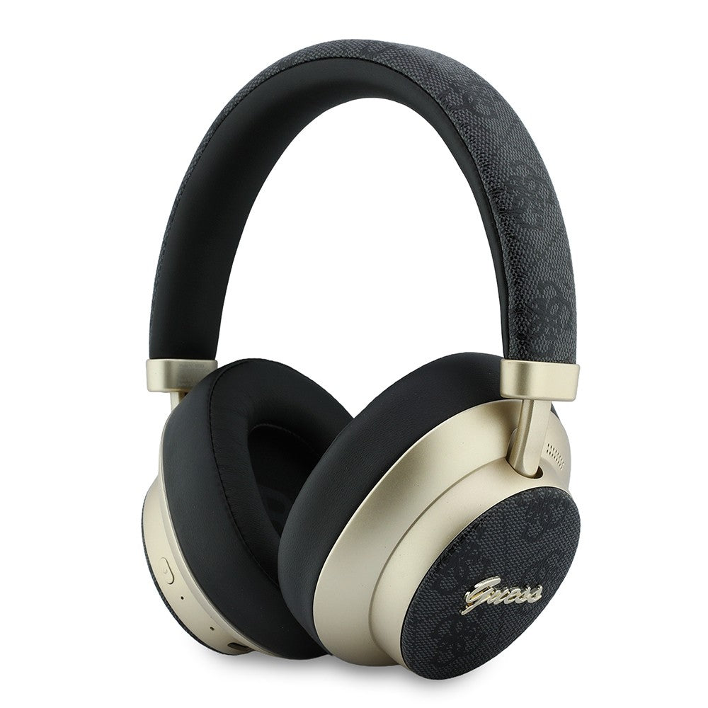 Guess Orjinal Lisanslı ENC PU 4G Desenli Metal Logolu Kulak Üstü Bluetooth Kulaklık v5.4 Siyah