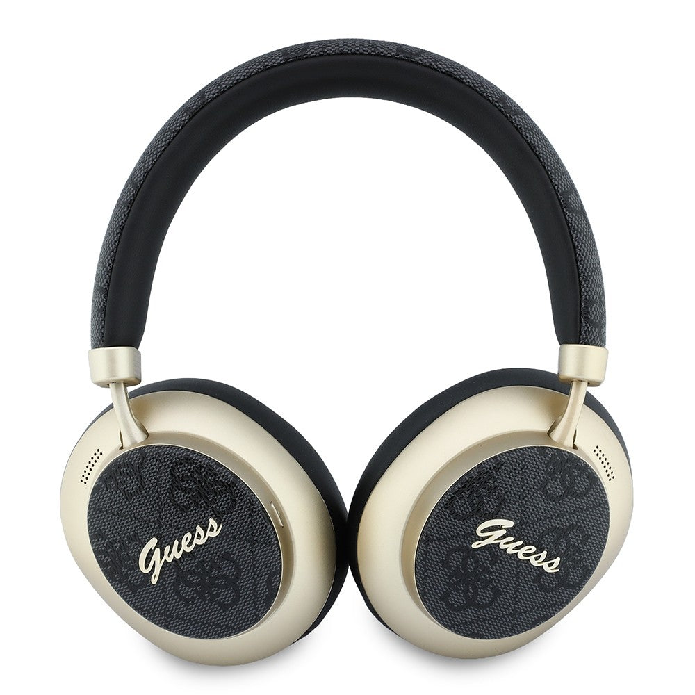 Guess Orjinal Lisanslı ENC PU 4G Desenli Metal Logolu Kulak Üstü Bluetooth Kulaklık v5.4 Siyah