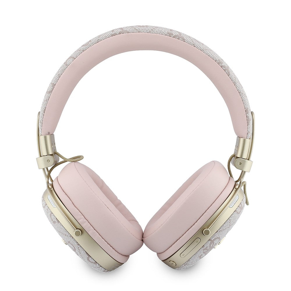 Guess Orjinal Lisanslı ENC Teknolojili PU 4G Desenli Script Logolu Kulak Üstü Bluetooth Kulaklık v5.4 Pembe