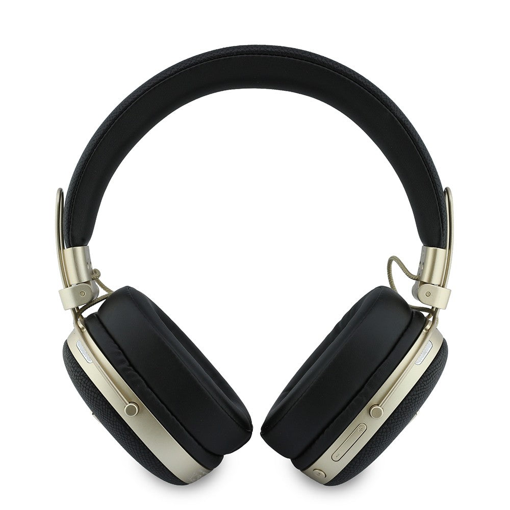 Guess Orjinal Lisanslı ENC Teknolojili PU Üçgen Metal Logolu Kulak Üstü Bluetooth Kulaklık v5.4 Siyah