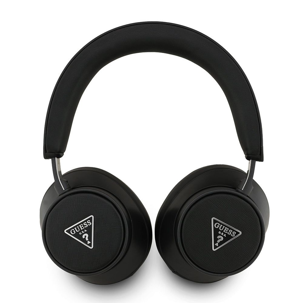 Guess Orjinal Lisanslı ENC Üçgen Logolu Saffiano Kulak Üstü Bluetooth Kulaklık Siyah