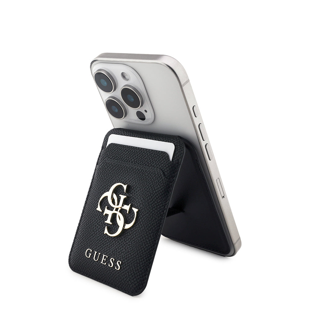 Guess Orjinal Lisanslı Metal Büyük 4G ve Yazı Logolu Standlı Magnetik Kartlık Siyah