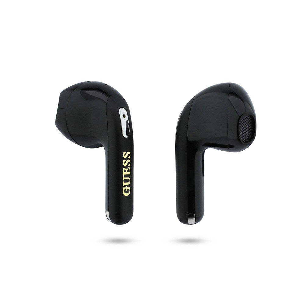Guess Orjinal Lisanslı Metal Yazı Logolu Kulak içi TWS Kulaklık ve Speaker Hoparlör 2in1 Set Siyah