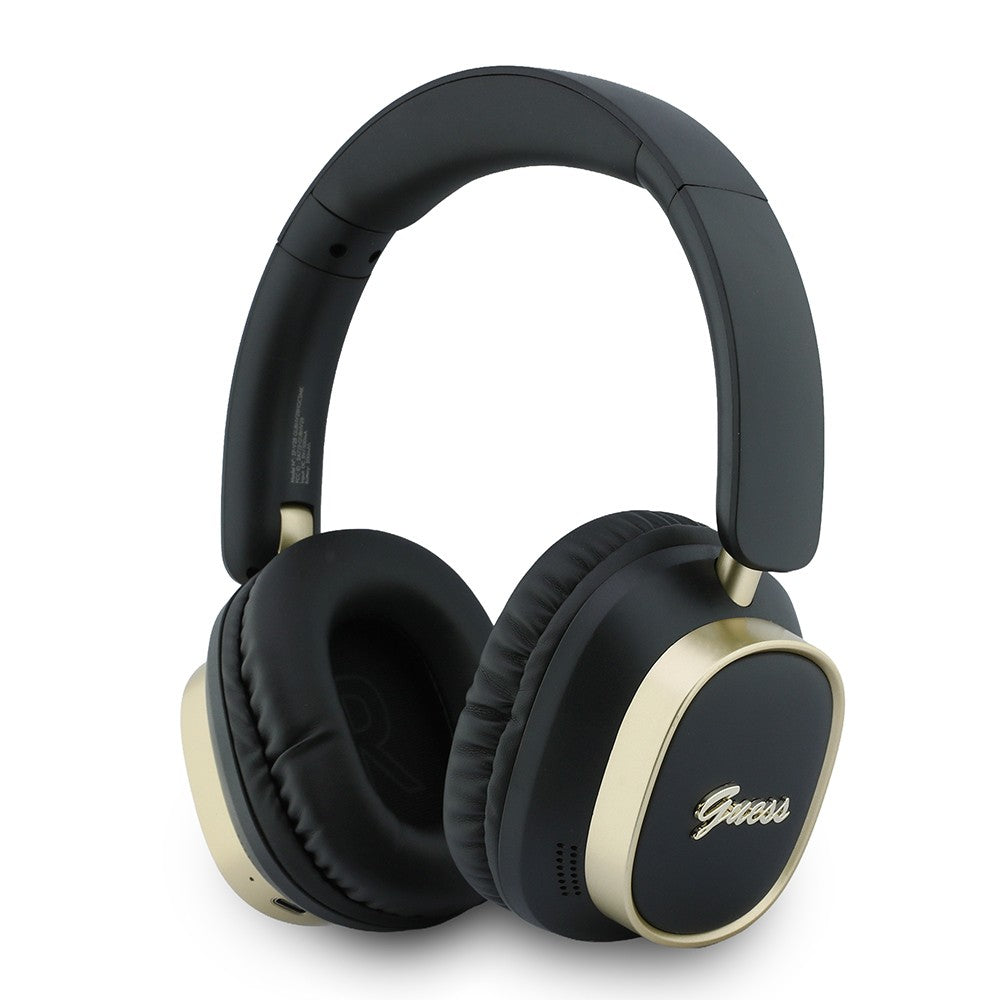 Guess Orjinal Lisanslı Metal Yazı Logolu Kulak Üstü Kulaklık ve Speaker Hoparlör 2in1 Set Siyah