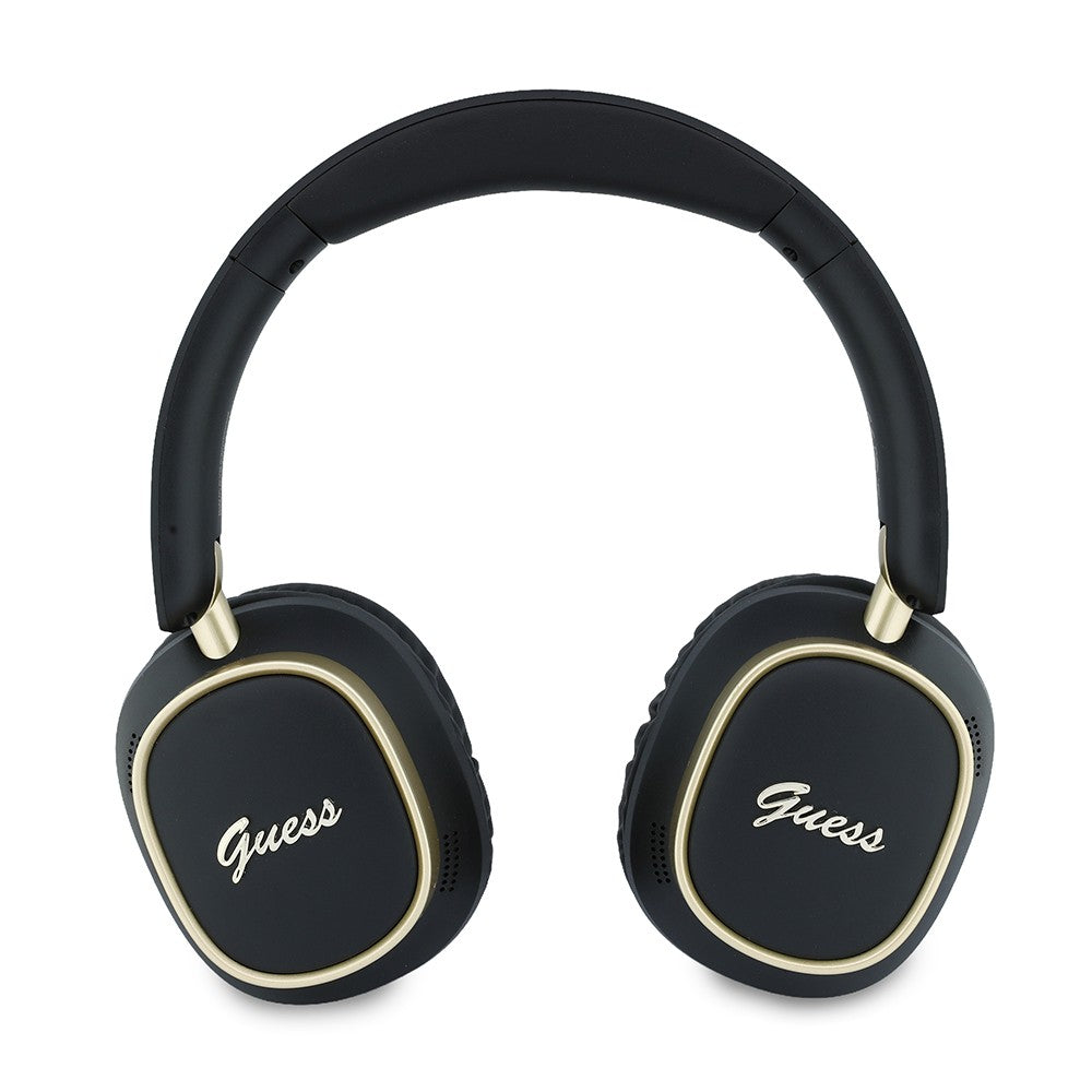 Guess Orjinal Lisanslı Metal Yazı Logolu Kulak Üstü Kulaklık ve Speaker Hoparlör 2in1 Set Siyah