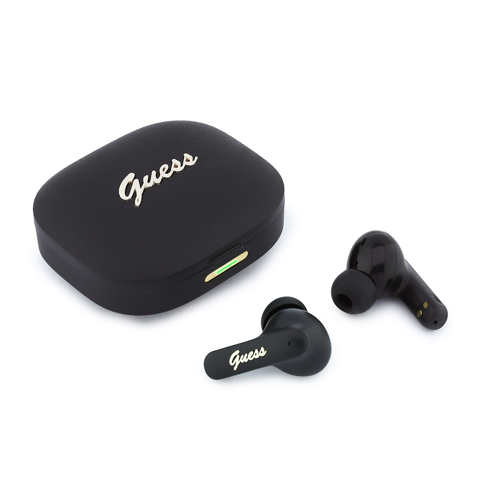 Guess Orjinal Lisanslı Script Metal Yazı Logolu TWS Kulak İçi Bluetooth Kulaklık Siyah