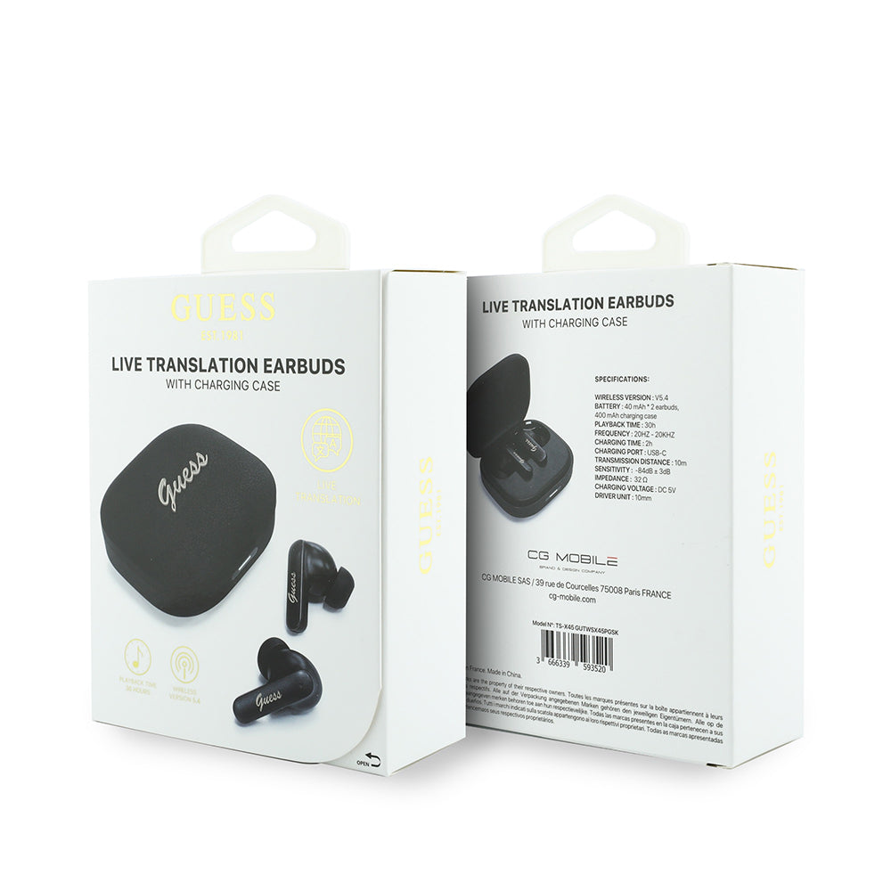 Guess Orjinal Lisanslı Script Metal Yazı Logolu TWS Kulak İçi Bluetooth Kulaklık Siyah