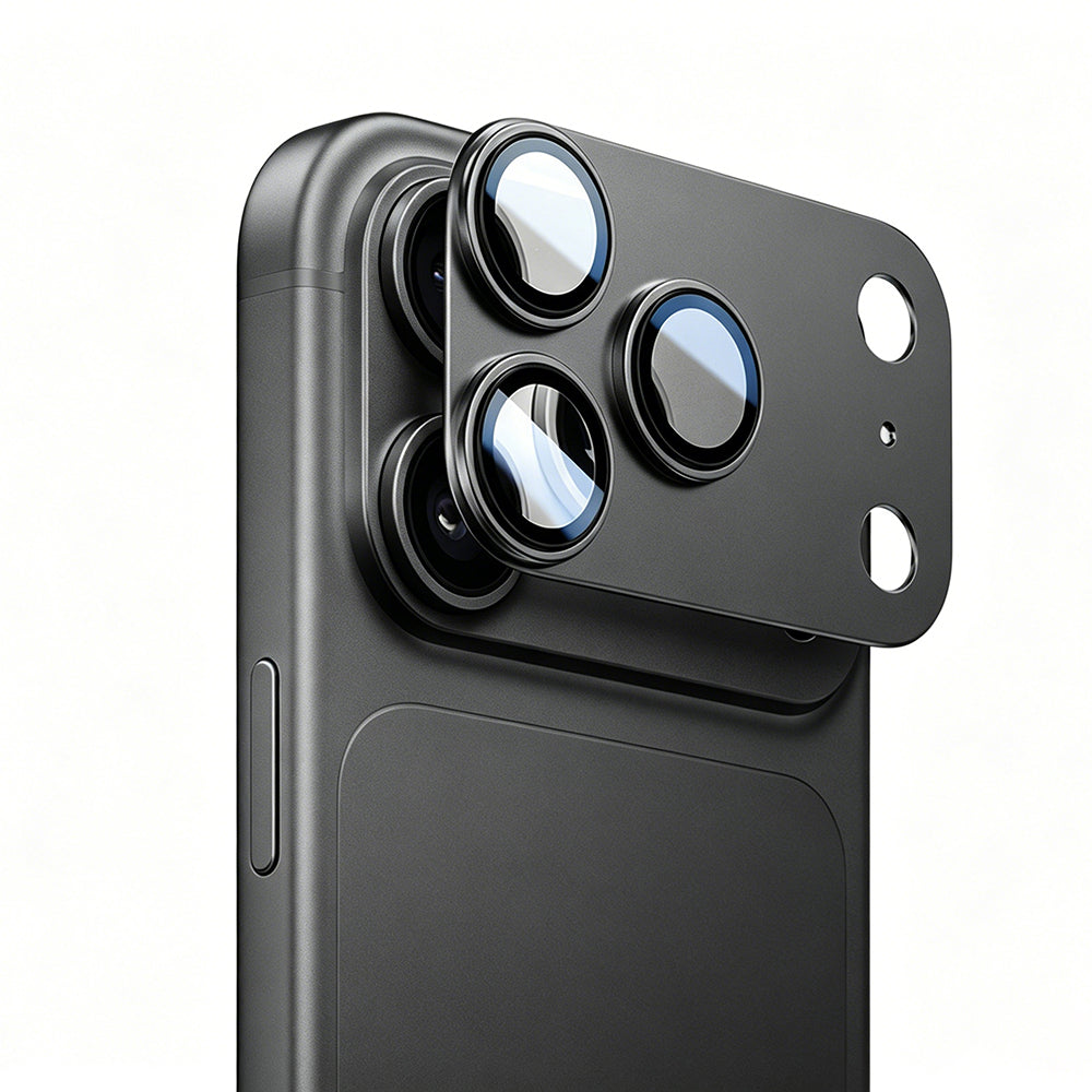 iPhone 18 Pro Max Mohseven Sapphire Alüminyum Safir Kamera Lens Koruyucu Koyu Gri
