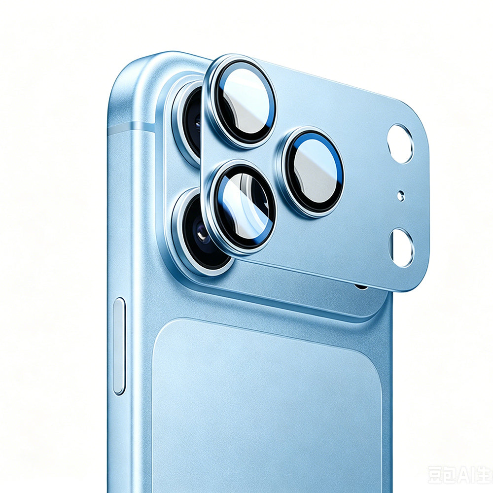 iPhone 18 Pro Max Mohseven Sapphire Alüminyum Safir Kamera Lens Koruyucu Mavi