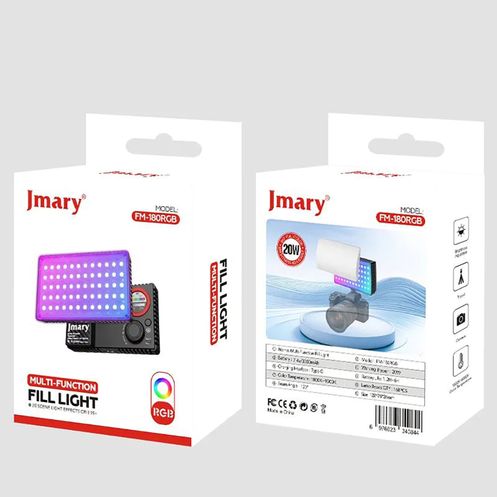 Jmary FM-180RGB RGB Led Telefon-Kamera Üstü Aydınlatma Işığı 20W Siyah
