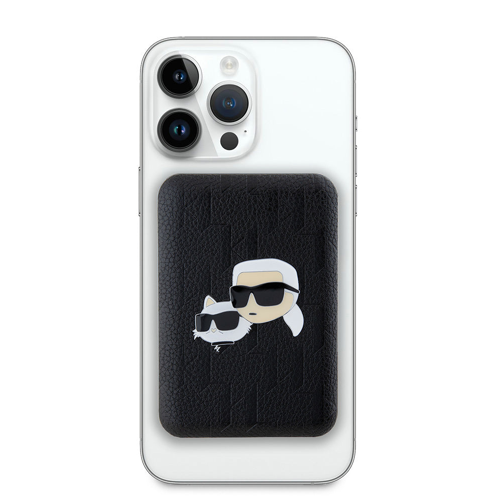 Karl Lagerfeld Orijinal Lisanslı M-safe Şarj Özellikli Led Işık Göstergeli Metal Logolu PU Deri Powerbank 5000mAh Siyah