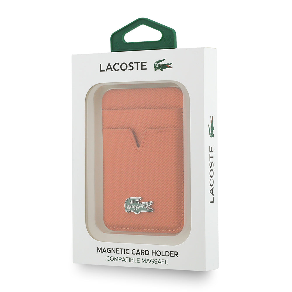 Lacoste Orjinal Lisanslı 2 Hazneli PU Pike Desenli İkonik Timsah Dokuma Logolu Magnetik Kartlık Turuncu