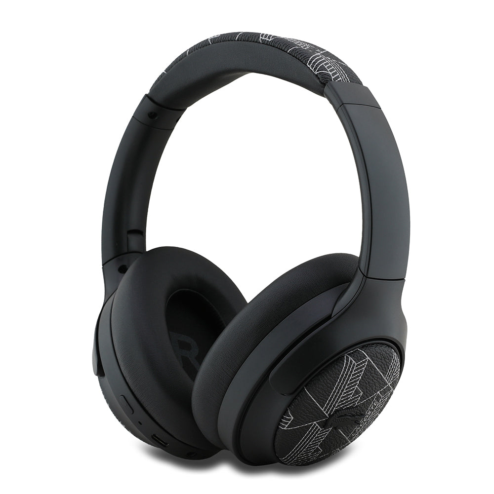 Lacoste Orjinal Lisanslı LH01 ANC Taşıma Çantalı Katlanabilir Kulak Üstü Bluetooth Kulaklık v5.4 Siyah-Beyaz