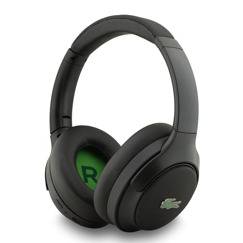 Lacoste Orjinal Lisanslı LH01 ANC Taşıma Çantalı Katlanabilir Kulak Üstü Bluetooth Kulaklık v5.4 Siyah-Yeşil