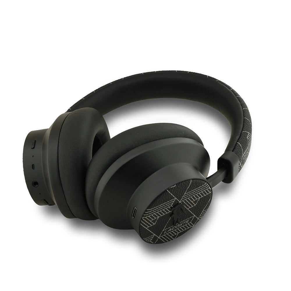 Lacoste Orjinal Lisanslı LH02 ANC Taşıma Çantalı Ayarlanabilir Kulak Üstü Bluetooth Kulaklık v5.4 Siyah-Beyaz