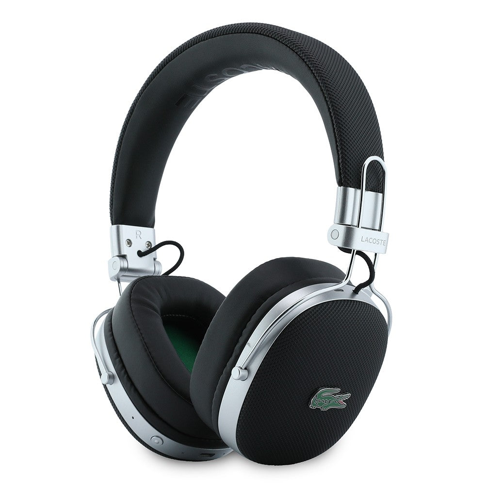 Lacoste Orjinal Lisanslı LH03 Taşıma Çantalı Ayarlanabilir Pike Kulak Üstü Bluetooth Kulaklık v5.4 Siyah