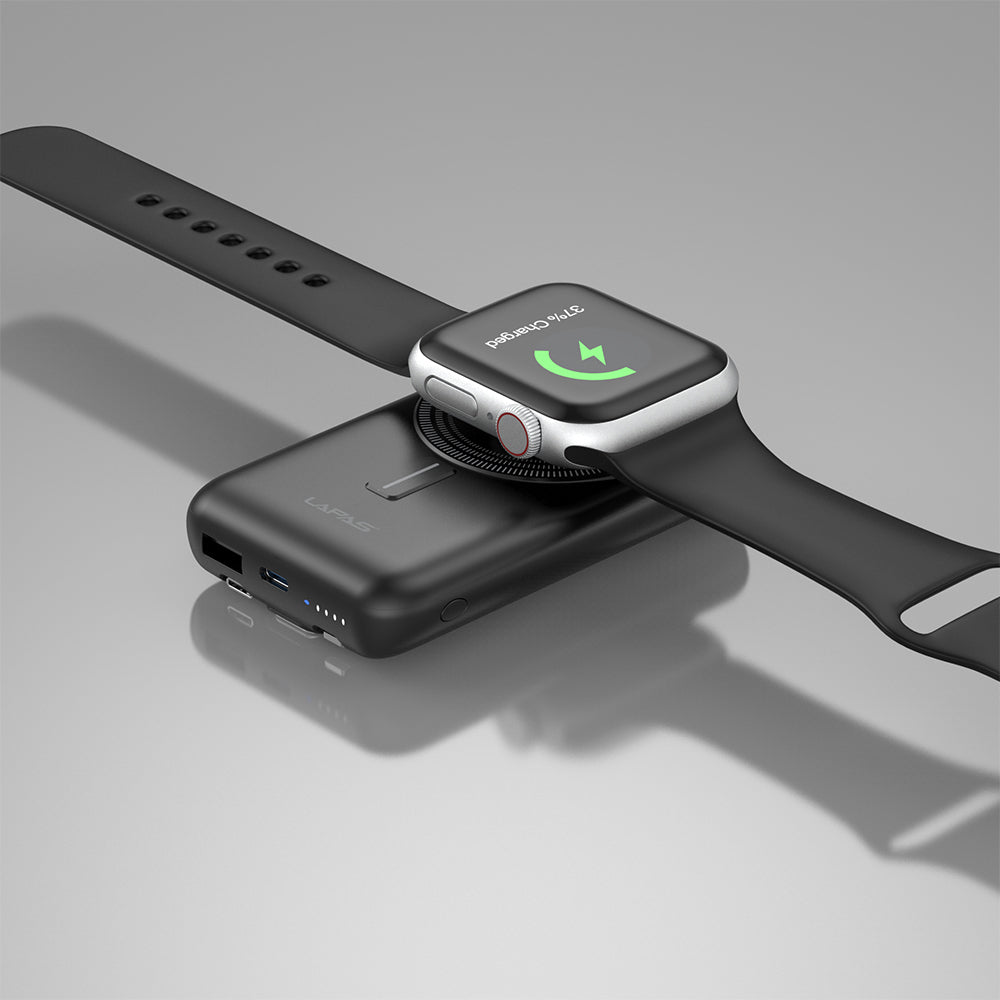 Lapas LP-PW004 Akıllı Saat Kablosuz Şarj Özellikli Wireless Powerbank 10000mAh 15W Siyah