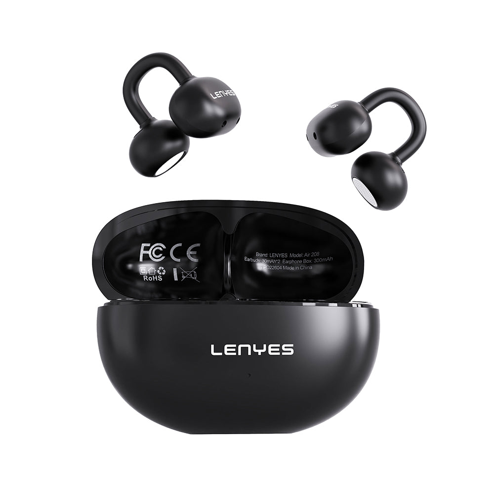 Lenyes Air 208 Hi-Fi Ses Özellikli 13mm Dinamik Sürücülü Bluetooth Kulaklık v6.0 Siyah