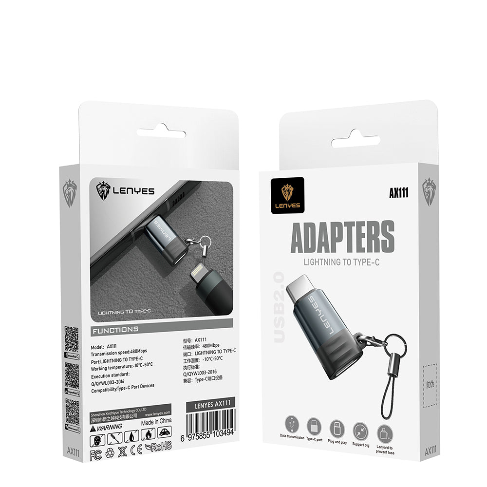 Lenyes AX111 Lightning to Type-C Çevirici OTG Adaptör Siyah