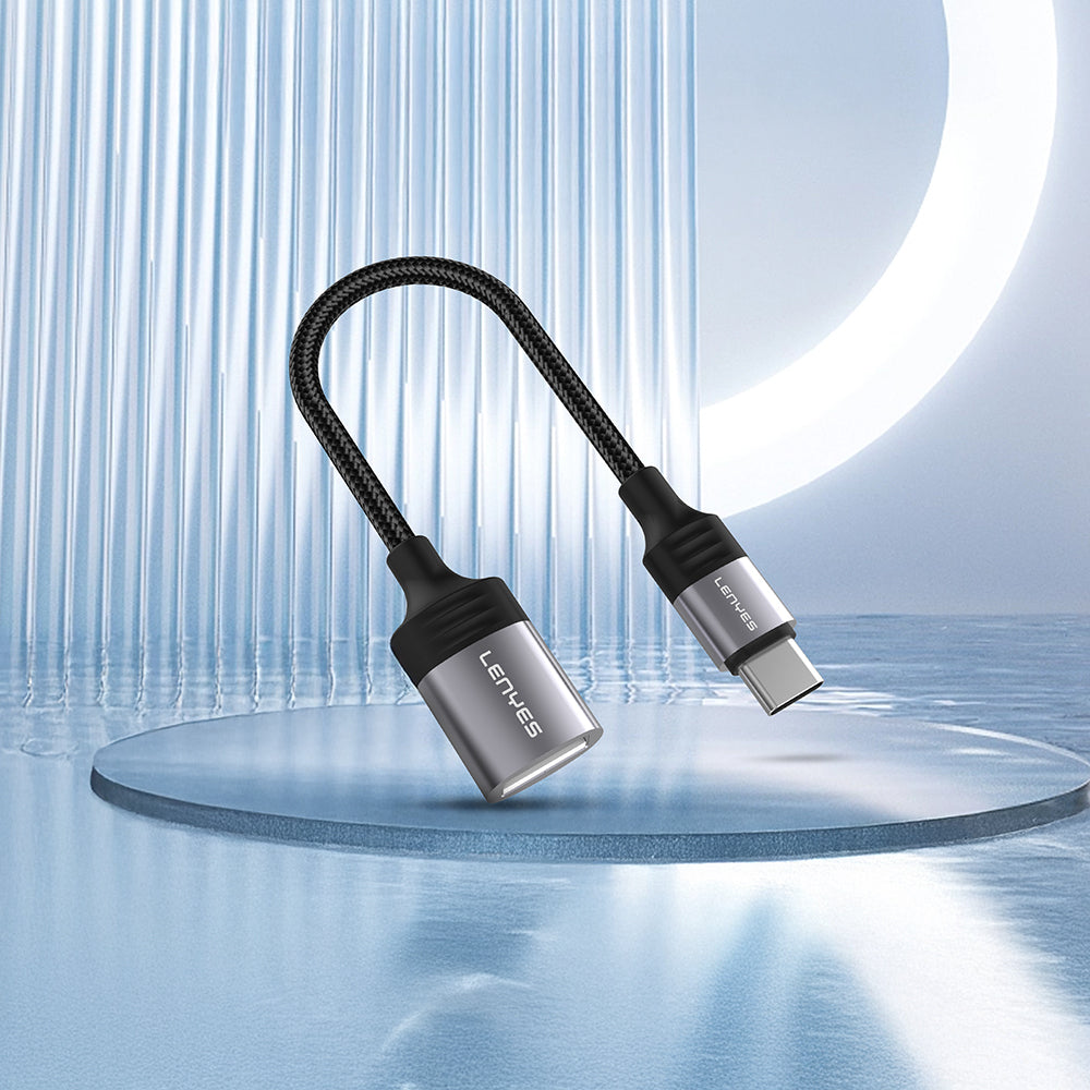 Lenyes AX122 USB to Type-C Dönüştürücü OTG Kablo Siyah